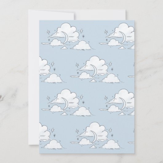 Celestial Sky Cloudy Light Blue Baby Dusche Einladung (Rückseite)
