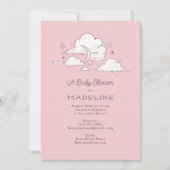 Celestial Sky Cloudy Light Pink Baby Shower Einladung (Vorderseite)