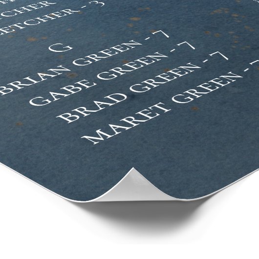 Celestial Sky | Gold Alphabetischer Sitzplan Poster (Ecke)