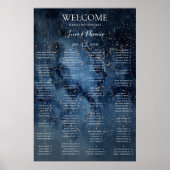 Celestial Sky | Gold Alphabetischer Sitzplan Poster (Vorne)