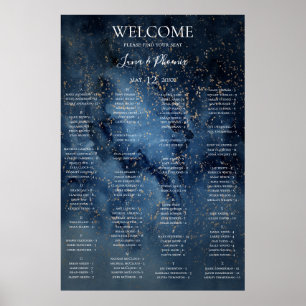 Celestial Sky Gold Alphabetischer Sitzplan Poster