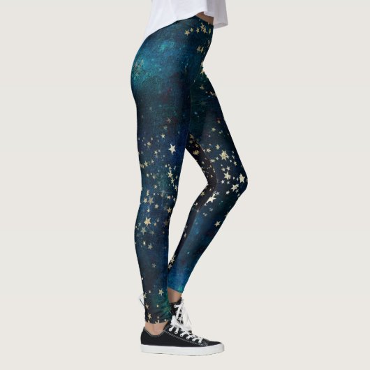 Celestial Sky Gold Stars Leggings (Rechts)