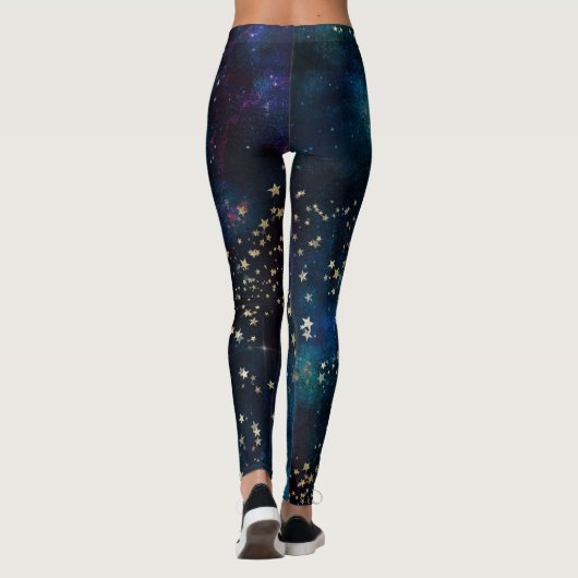 Celestial Sky Gold Stars Leggings (Rückseite)