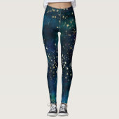 Celestial Sky Gold Stars Leggings (Vorderseite)