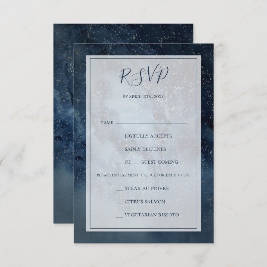 Celestial Sky mit Frame Menu Auswahl RSVP Karte (Vorne/Hinten)