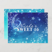 Celestial Sky Moon Sparkle Party Save the Date Ankündigungspostkarte (Vorne/Hinten)