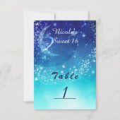 Celestial Sky Moon Sparkle Party Tischnummer Card (Vorderseite)