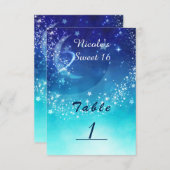 Celestial Sky Moon Sparkle Party Tischnummer Card (Vorne/Hinten)