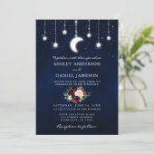Celestial Sky Moon Stars Floral Lights Wedding Einladung (Stehend Vorderseite)