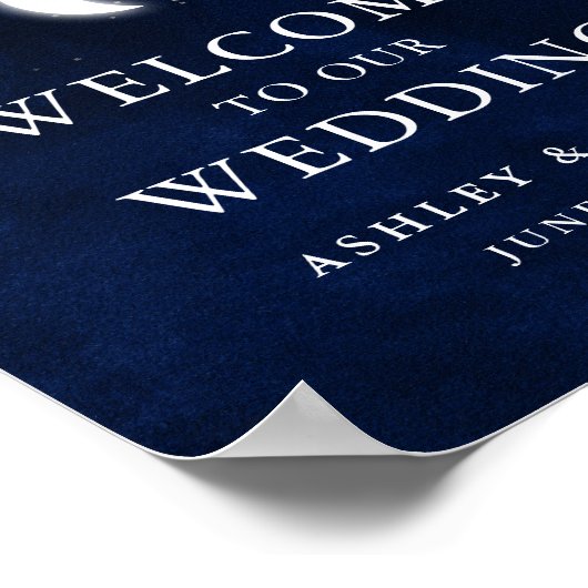 Celestial Sky Moon Stars Lights Wedding Willkommen Poster (Ecke)