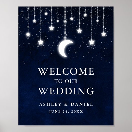 Celestial Sky Moon Stars Lights Wedding Willkommen Poster (Vorne)
