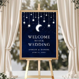 Celestial Sky Moon Stars Lights Wedding Willkommen Poster