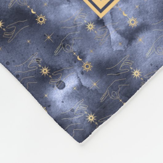 Celestial Sky Moon Stars Navy Fleecedecke (Ecke)