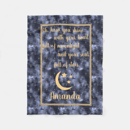 Celestial Sky Moon Stars Navy Fleecedecke (Vorderseite)