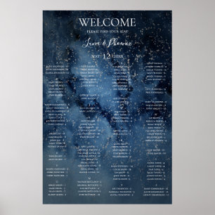 Celestial Sky Silver Alphabetic Seekarte Poster