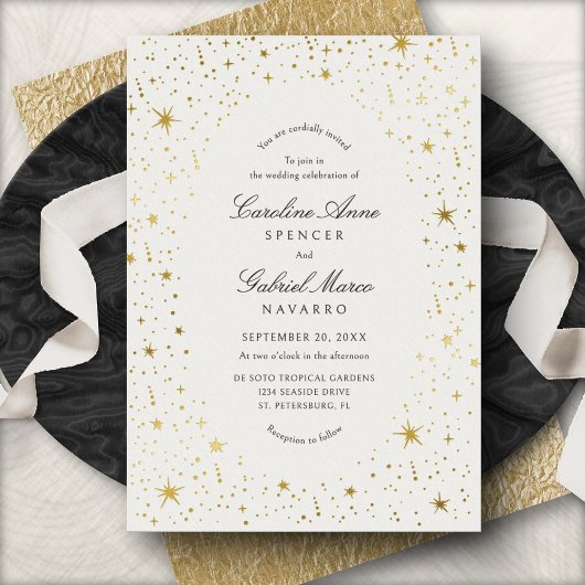 Celestial Sky Stars Wedding Foil Invitation Folieneinladung