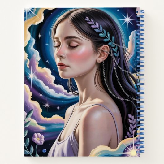 Celestial Sky Woman Dreams Spiral Notebook Notizblock (Rückseite)