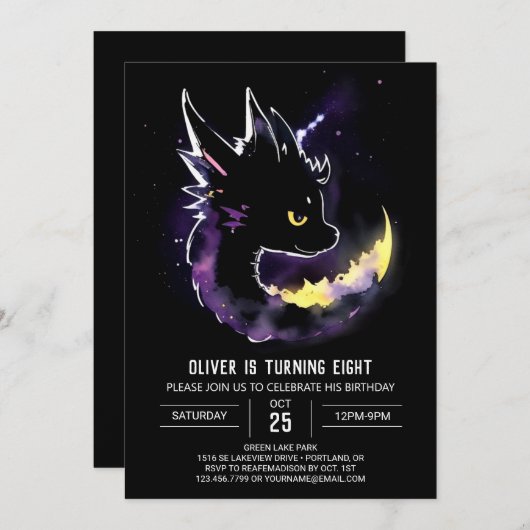 Celestial Soiree mit Whimsical Dragon Einladung (Vorne/Hinten)