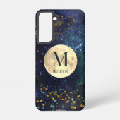 Celestial Space Gold Stars & Moon Monogram Samsung Galaxy Hülle (Rückseite)