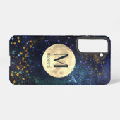Celestial Space Gold Stars & Moon Monogram Samsung Galaxy Hülle (Rückseite (Horizontal))