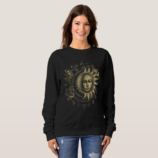 Celestial Space Sun Moon Boho Luna Solar Astronomy Sweatshirt (Vorne ganz)