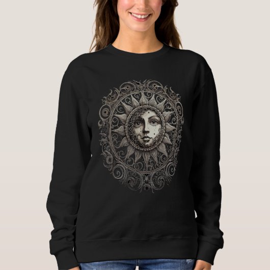 Celestial Space Sun Moon Boho Luna Solar Astronomy Sweatshirt (Vorderseite)