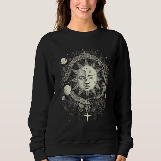 Celestial Space Sun Moon Boho Luna Solar Astronomy Sweatshirt (Vorderseite)