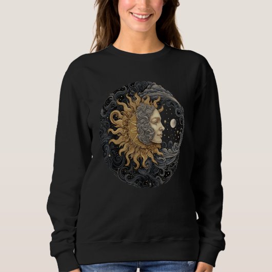 Celestial Space Sun Moon Boho Luna Solar Astronomy Sweatshirt (Vorderseite)