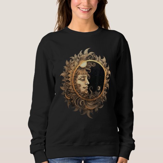 Celestial Space Sun Moon Boho Luna Solar Astronomy Sweatshirt (Vorderseite)