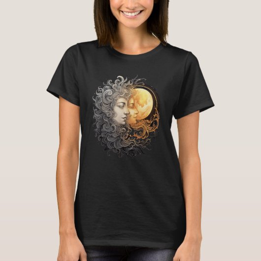 Celestial Space Sun Moon Boho Luna Solar Astronomy T-Shirt (Vorderseite)
