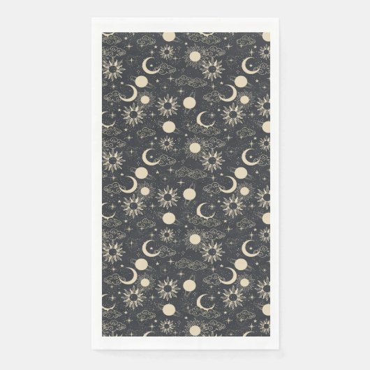 celestial space sun moon galaxy planet beige serviette (Vorderseite)