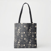 celestial space sun moon galaxy planet beige tasche (Vorderseite)