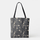 celestial space sun moon galaxy planet beige tasche (Rückseite)
