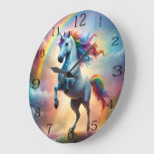 Celestial Spectrum: Der Regenbogen Einhornbogen Große Wanduhr (Winkel)