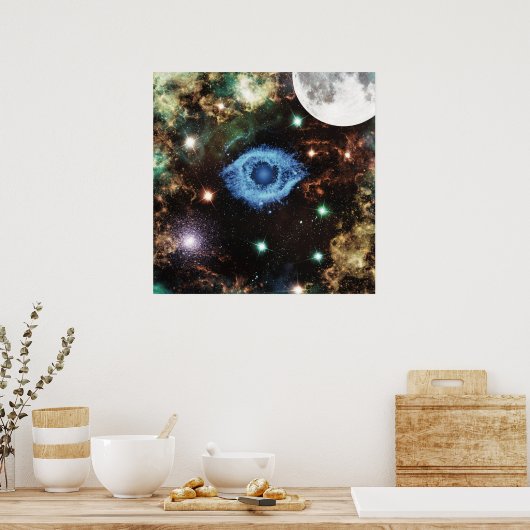 Celestial Spiral Galaxy Nebula Cluster Sterne Park Poster (Küche)