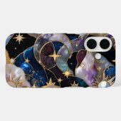 Celestial StainedGlass iPhone Case Moon Stars Gold (Rückseite (Horizontal))