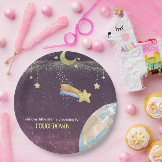 Celestial Star Custom Typografy Baby Shower Pappteller (Party)