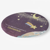 Celestial Star Custom Typografy Baby Shower Pappteller (Schrägansicht)