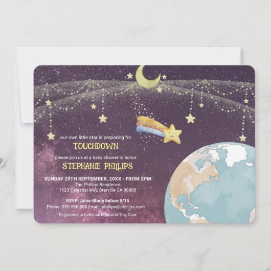 Celestial Star Custom Typografy Niedlich Unique Fu Einladung (Vorderseite)