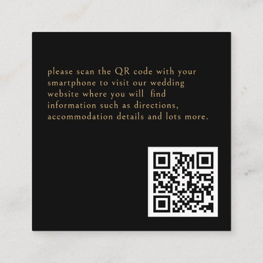 Celestial Star Dust Black QR Code Hochzeit Begleitkarte (Rückseite)