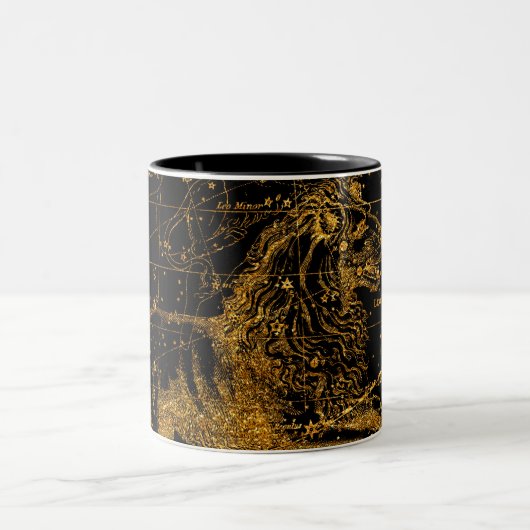 Celestial Star Map Astrologischer LEO Löwe Gold Zweifarbige Tasse (Mittel)
