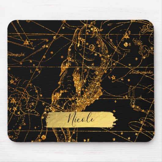 Celestial Star Map Astrologisches Gold Fische Fisc Mousepad (Vorne)