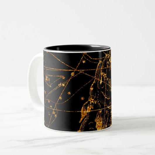 Celestial Star Map Astrologisches Gold Fische Fisc Zweifarbige Tasse (Vorderseite Links)