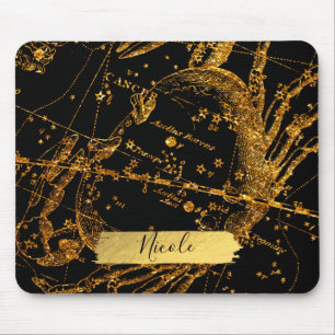Celestial Star Map Astrologisches Goldkrebs Mousepad