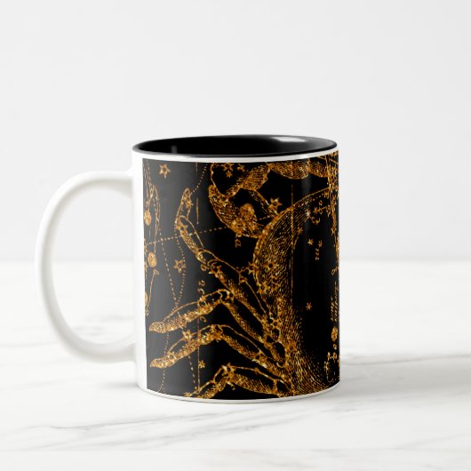Celestial Star Map Astrologisches Goldkrebs Zweifarbige Tasse (Links)