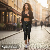 Celestial Star Pattern Luxe Comfort Stretch Fit Capri Leggings