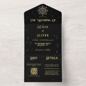 Celestial Star QR Code Astrologie thematische Hoch All In One Einladung (Innen Boden)