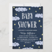 Celestial Star-Themed Night Sky Blue Baby Dusche Einladung (Vorderseite)
