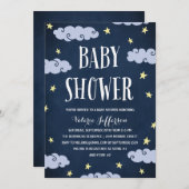 Celestial Star-Themed Night Sky Blue Baby Dusche Einladung (Vorne/Hinten)
