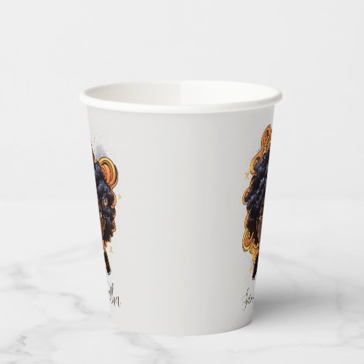 Celestial Starry Afro Woman Pappbecher (Links)